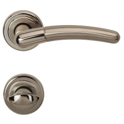 Alpertec Rosettengarnitur Betty-R Messing edelstahlfärbig poliert/satiniert WC