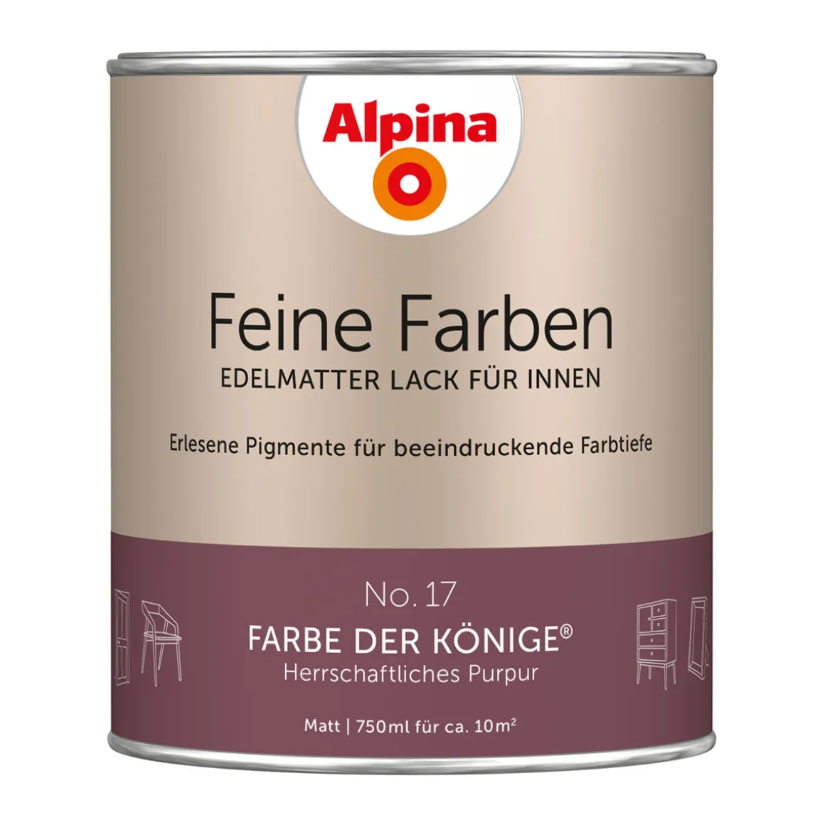 Alpina Buntlack Feine Farben Lack No 17 Farbe der Könige edelmatt 750ml