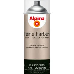 Alpina  Buntlack Feine Farben Sprühlack Klassisches Matt-Schwarz edelmatt 400ml
