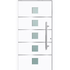 Aluminium Sicherheits-Haustür Triest Superior 60 mm weiß 100 x 210 cm Anschlag rechts inkl Griffset