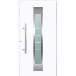 Aluminium Sicherheits-Haustür Florenz Exklusiv 75 mm weiß 110 x 210 cm Anschlag links inkl Griffset