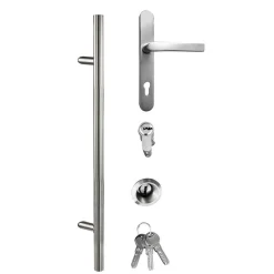 Aluminium Sicherheits-Haustür Livorno Superior 60 mm weiß 100 x 210 cm Anschlag rechts inkl Griffset