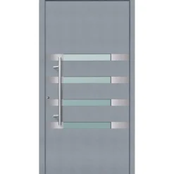 Aluminium Sicherheits-Haustür Brescia Superior 60 mm grau 100 x 210 cm Anschlag links inkl Griffset