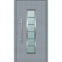 Aluminium Sicherheits-Haustür Bergamo Superior 60 mm grau 110 x 210 cm Anschlag links inkl Griffset