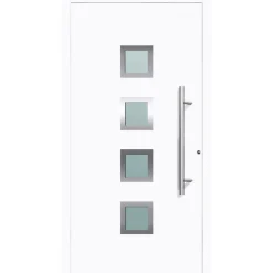 Aluminium Sicherheits-Haustür Mailand Exklusiv 75 mm weiß 110 x 210 cm Anschlag rechts inkl Griffset