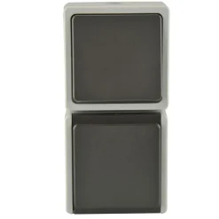 Aus-/Wechselschalter-Steckdosen-Kombination Aquarius Aufputz grau