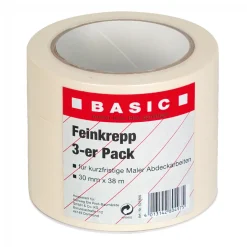 Basic Feinkrepp 3er Pack 38m x 30 mm