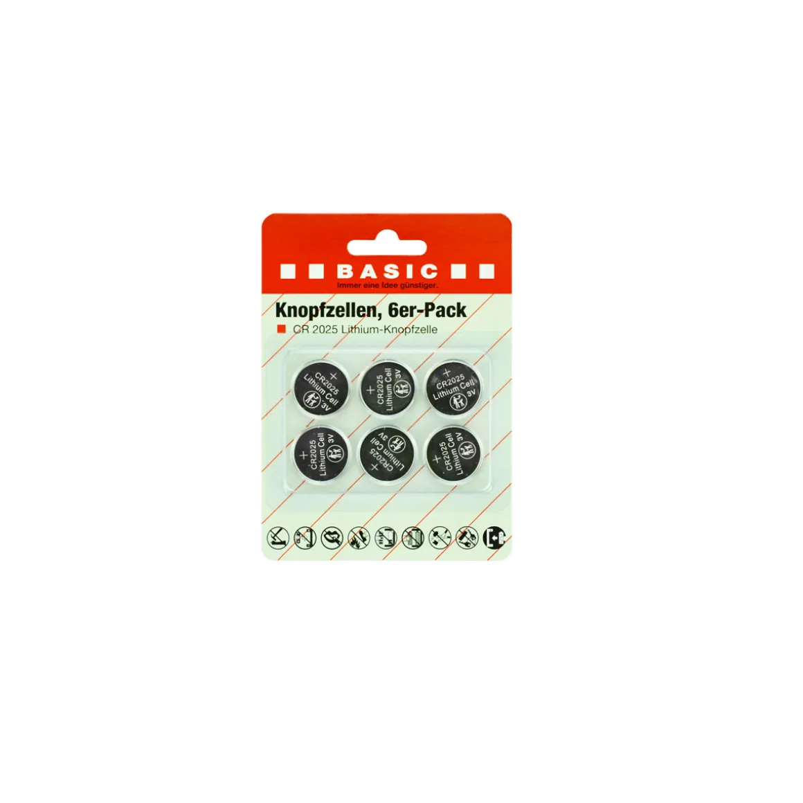 Basic Knopfzellen 6er- Pack CR 2025