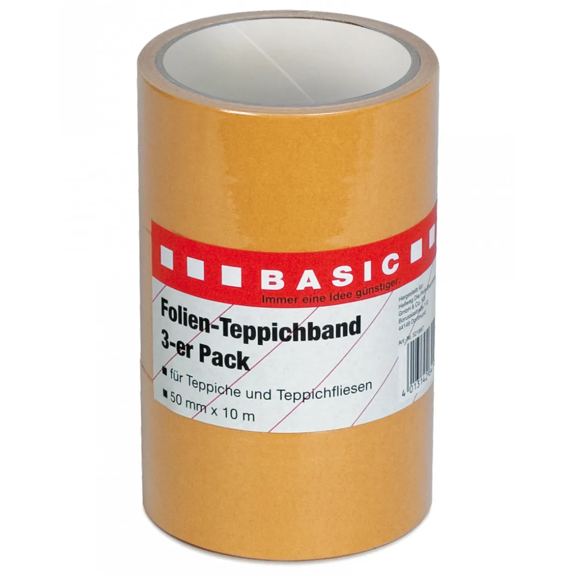 Basic Teppichband Folie 3er Pack 10m x 50 mm