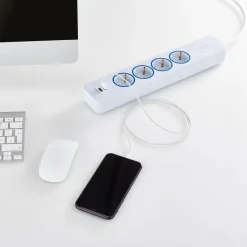 BLAUPUNKT Steckdosenleiste 4-fach mit USB 2m weiß