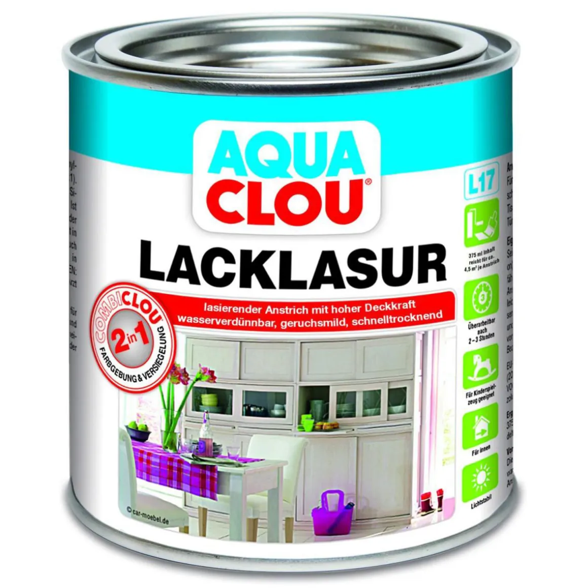 Clou L17 Aqua Lacklasur Kiefer 375 ml