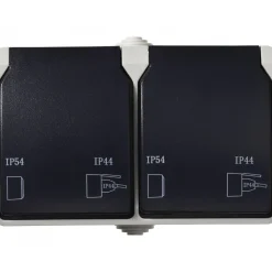 2-fach Aufputz-Steckdose Basic Feuchtraum grau