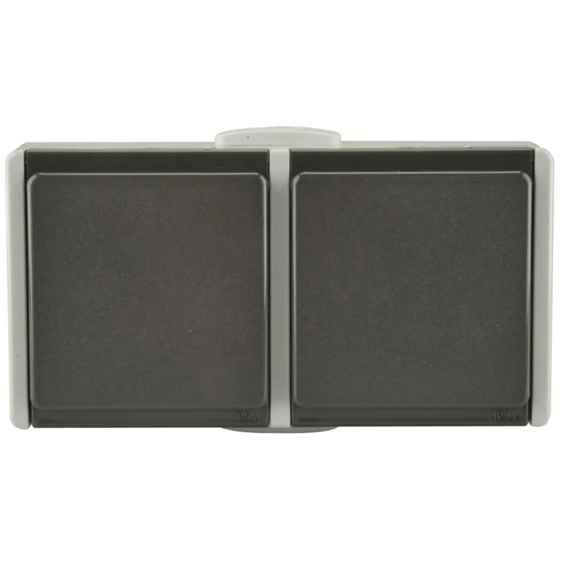 Feuchtraum-Schutzkontakt-Steckdose Aquarius 2-fach Aufputz grau