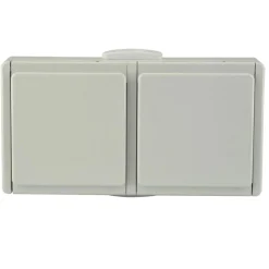 Feuchtraum-Schutzkontakt-Steckdose Aquarius 2-fach Aufputz grau