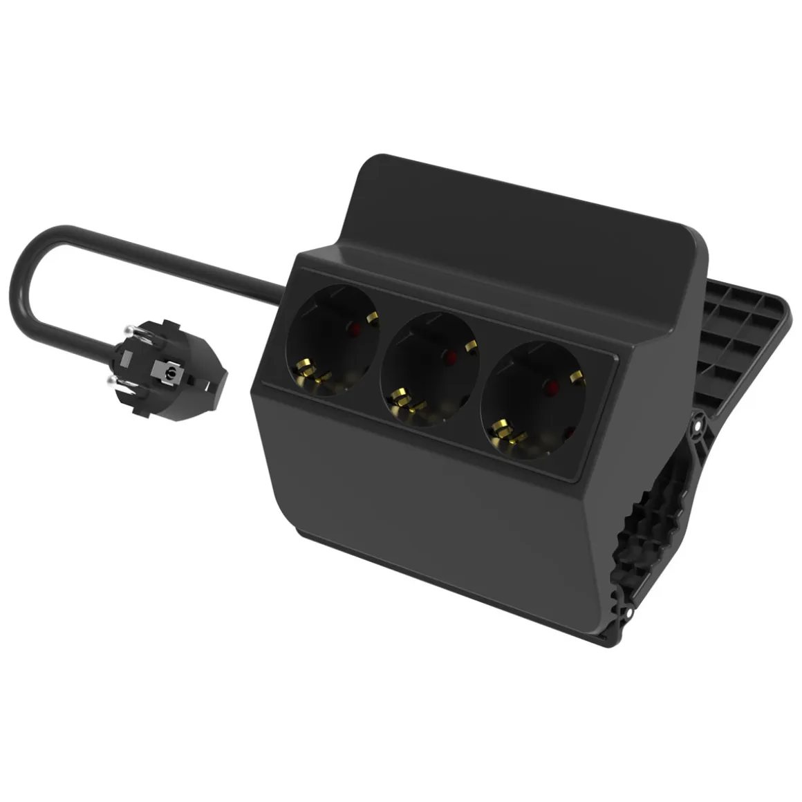 Flector Steckdosenleiste 3-fach schwarzmit Clip Befestigung