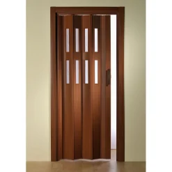 FORTE Kunststoff-Falttür Luciana B 88,5 x H 202 cm Mahagoni 2 Fenster