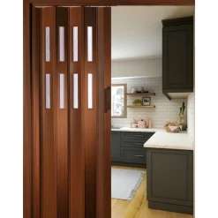 FORTE Kunststoff-Falttür Luciana B 88,5 x H 202 cm Mahagoni 2 Fenster