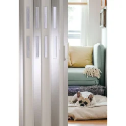 FORTE Kunststoff-Falttür Luciana B 88,5 x H 202 cm weiß 2 Fenster