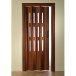 FORTE Kunststoff-Falttür Luciana B 88,5 x H 202 cm Mahagoni 3 Fenster