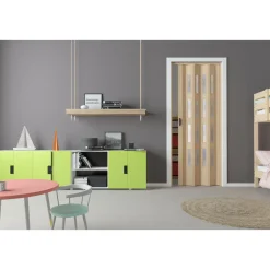 FORTE Kunststoff-Falttür Luciana B 88,5 x H 202 cm Esche holz 3 D  4 Fenster