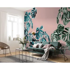 Komar  Vlies Fototapete Monstera Rosé 400x250 cm