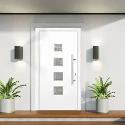 Kunststoff-Haustür Prestige KP08 DIN R weiß 110 x 210 cm