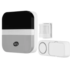 REV Ritter  Gong Funk-Set mit Gong Taster & Durchgangsmelder 58 Melodien 150m weiß