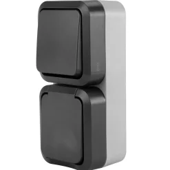 REV Ritter Kombi A/W-Schalter + Steckdose AquaStorm senkrecht