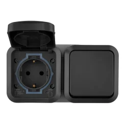 REV Ritter Kombi A/W-Schalter + Steckdose AquaStorm waagrecht
