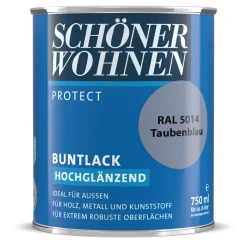 Schöner Wohnen Farbe Buntlack Protect Taubenblau hochglänzend 750 ml