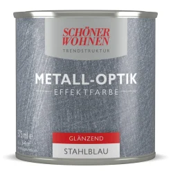 Schöner Wohnen Farbe Metall-Optik Effektfarbe Stahlblau glänzend 375 ml