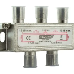 Schwaiger 4-fach Universal-Verteiler 12 dB für Kabel/Antenne