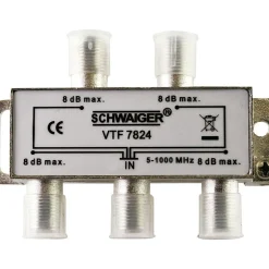 Schwaiger 4-fach Verteiler 8 dB 5-1000MHz für Kabel/Antenne
