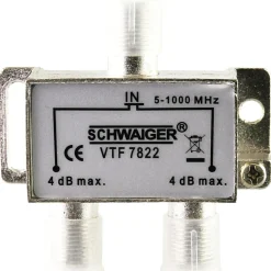 Schwaiger 2-fach Verteiler 4 dB 5-1000MHz für Kabel/Antenne