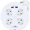 Schwaiger  Steckdosenleiste 4-fach mit 2-fach USB rund weiß