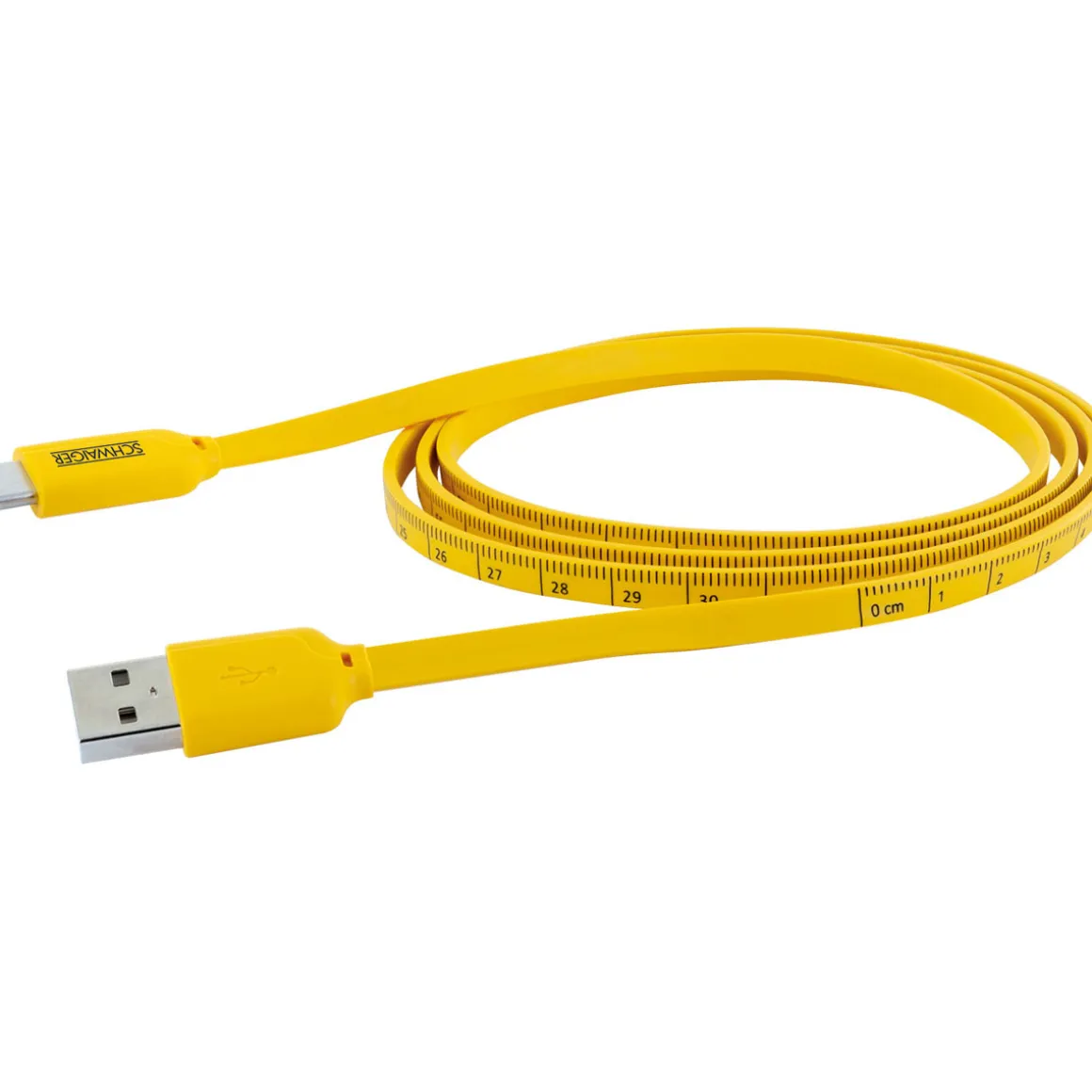 Schwaiger Sync und Ladekabel Typ C mit Maßband 1,2 m gelb