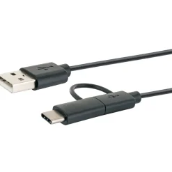 Schwaiger USB-3.1-A-Kabel mit C-Stecker/2.0 Micro1m schwarz