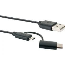 Schwaiger USB-3.1-A-Kabel mit C-Stecker/2.0 Micro1m schwarz
