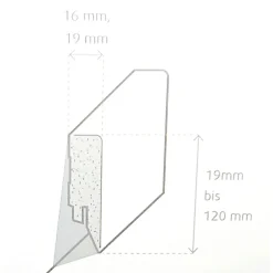 Sockelleiste Topline 4 x 1,6 x 250 cm weiß
