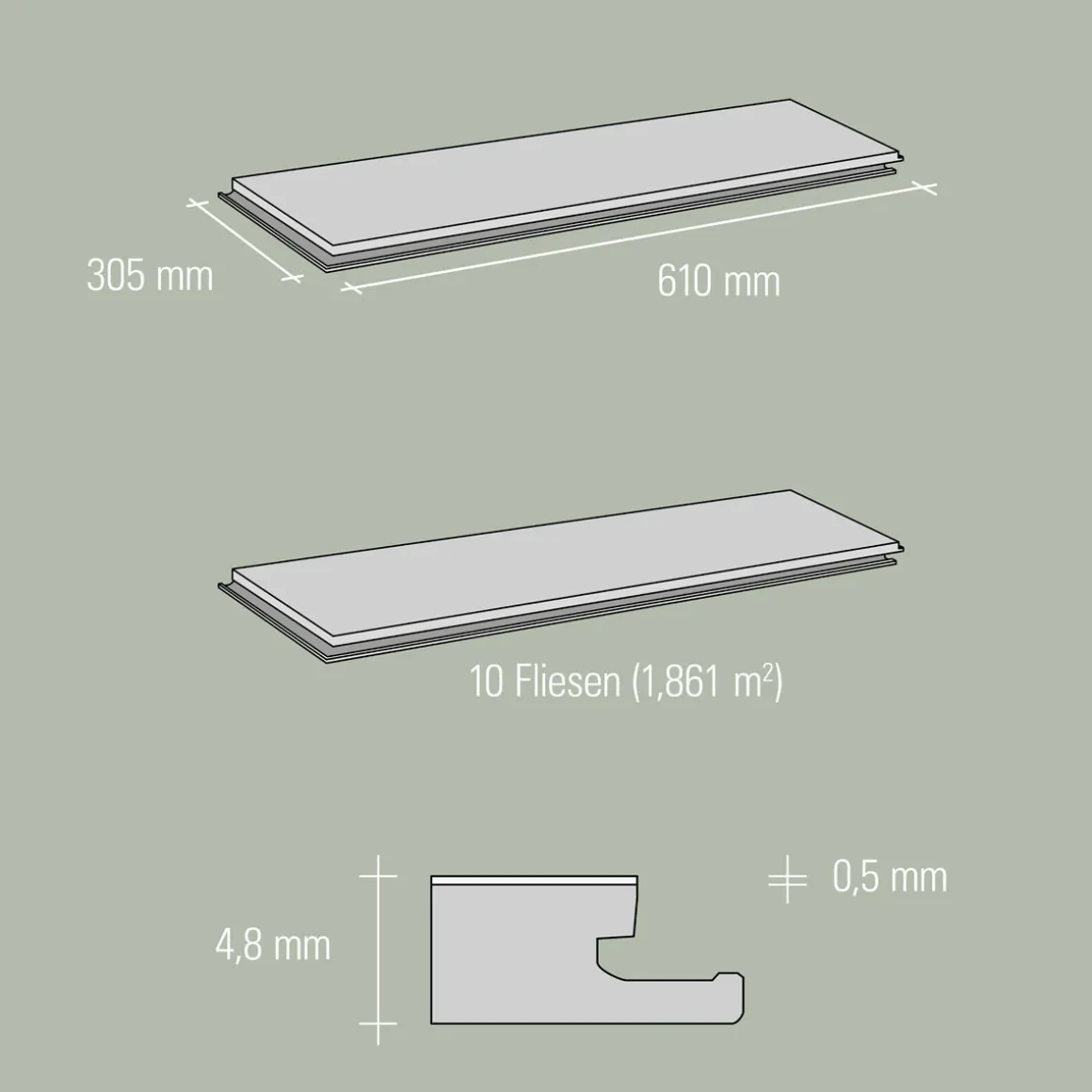Specht Vinylboden Vinyl SPC Ambiente Fliese Paris 610 x 304,8 x 4,8 mm