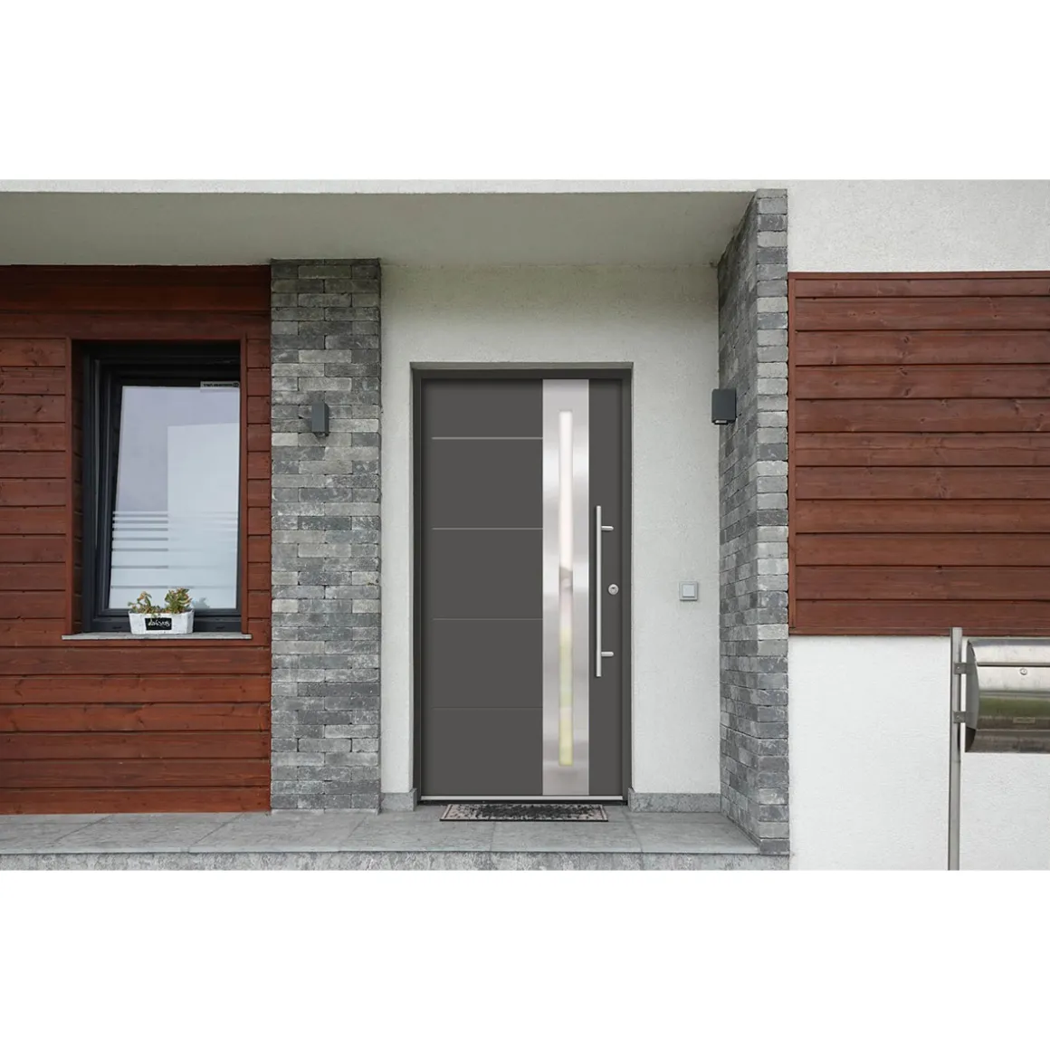 SplenDoor Premium-Haustür Passivedoor Eksjo RC2 energiesparend einbruchsicher anthrazit 110 x 210 cm links
