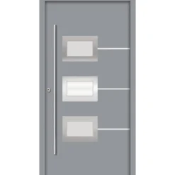 SplenDoor  Premium-Haustür Passivedoor Bergen RC2 energiesparend einbruchsicher grau 100 x 200 cm links