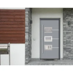 SplenDoor  Premium-Haustür Passivedoor Bergen energiesparend grau 110 x 210 cm links