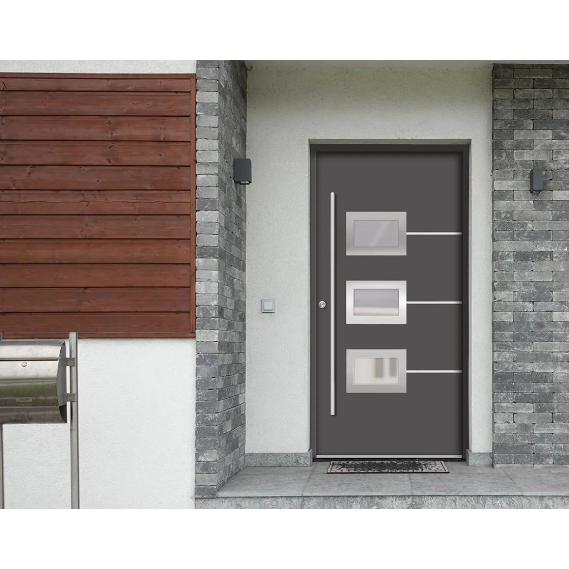 SplenDoor Premium-Haustür Passivedoor Bergen energiesparend anthrazit 110 x 210 cm links