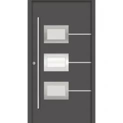 SplenDoor  Premium-Haustür Passivedoor Bergen RC2 energiesparend einbruchsicher anthrazit 100 x 200 cm links