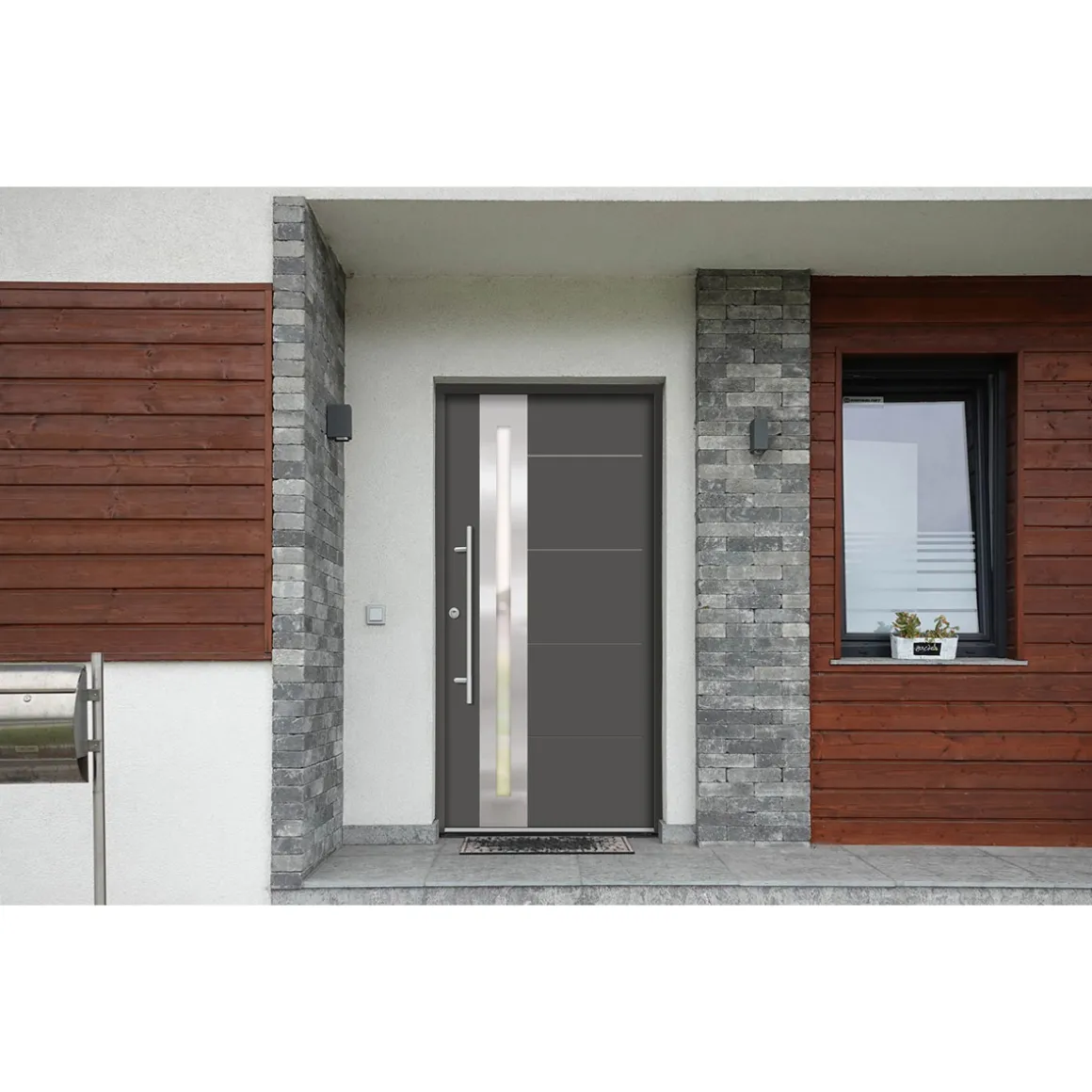 SplenDoor Premium-Haustür Passivedoor Eksjo RC2 energiesparend einbruchsicher anthrazit 110 x 210 cm links