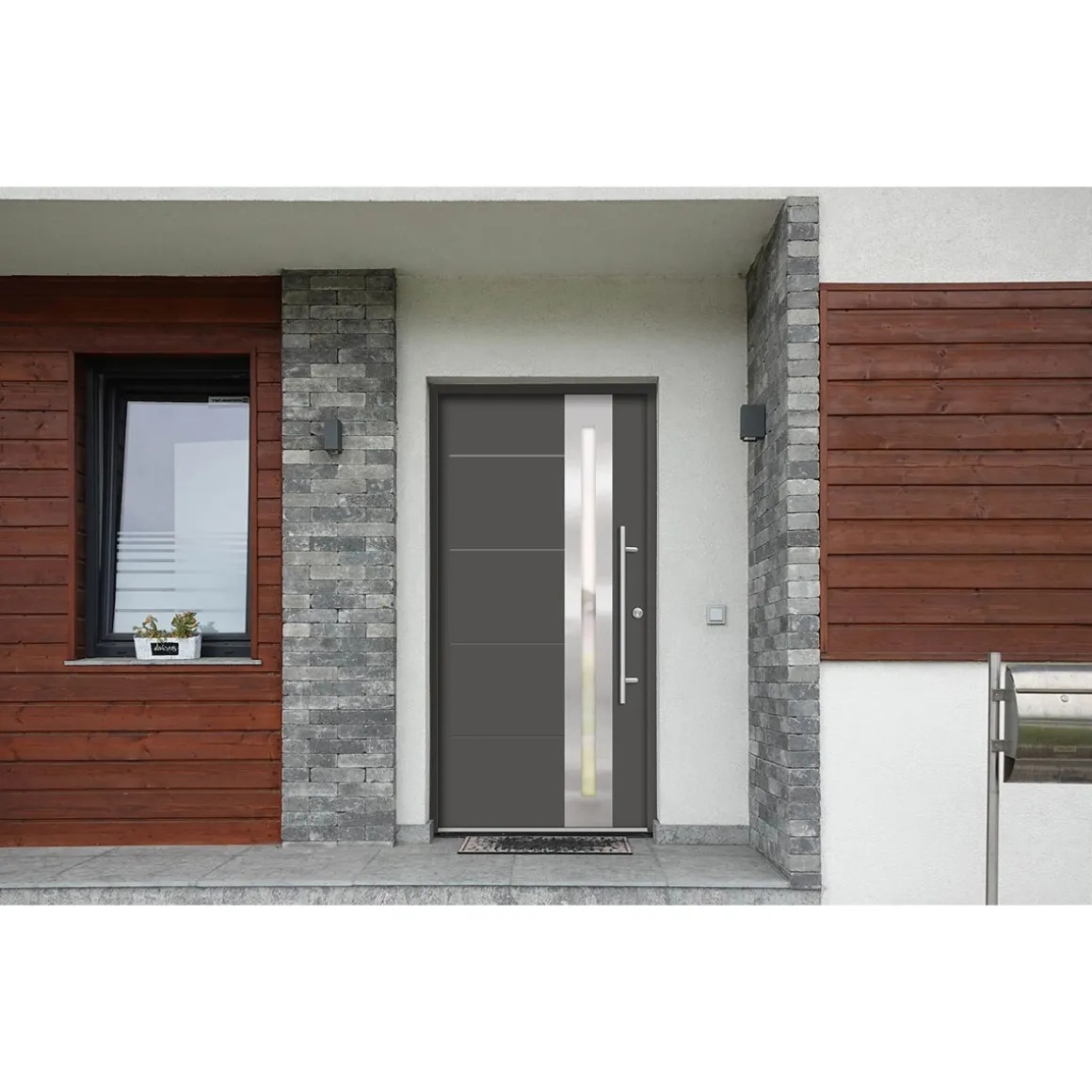 SplenDoor Premium-Haustür Passivedoor Eksjo energiesparend anthrazit 110 x 210 cm rechts