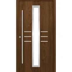 SplenDoor  Premium-Haustür Passivedoor Lund RC2 energiesparend einbruchsicher nussbaum 100 x 210 cm links