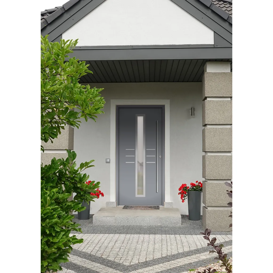 SplenDoor Premium-Haustür Passivedoor Lund RC2 energiesparend einbruchsicher grau 100 x 200 cm rechts