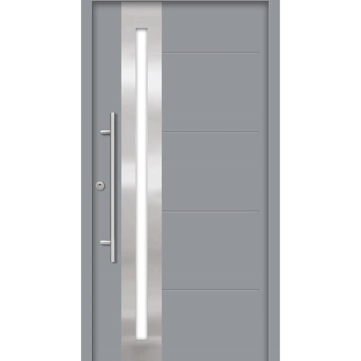 SplenDoor Premium-Haustür Passivedoor Eksjo RC2 energiesparend einbruchsicher grau 100 x 200 cm links